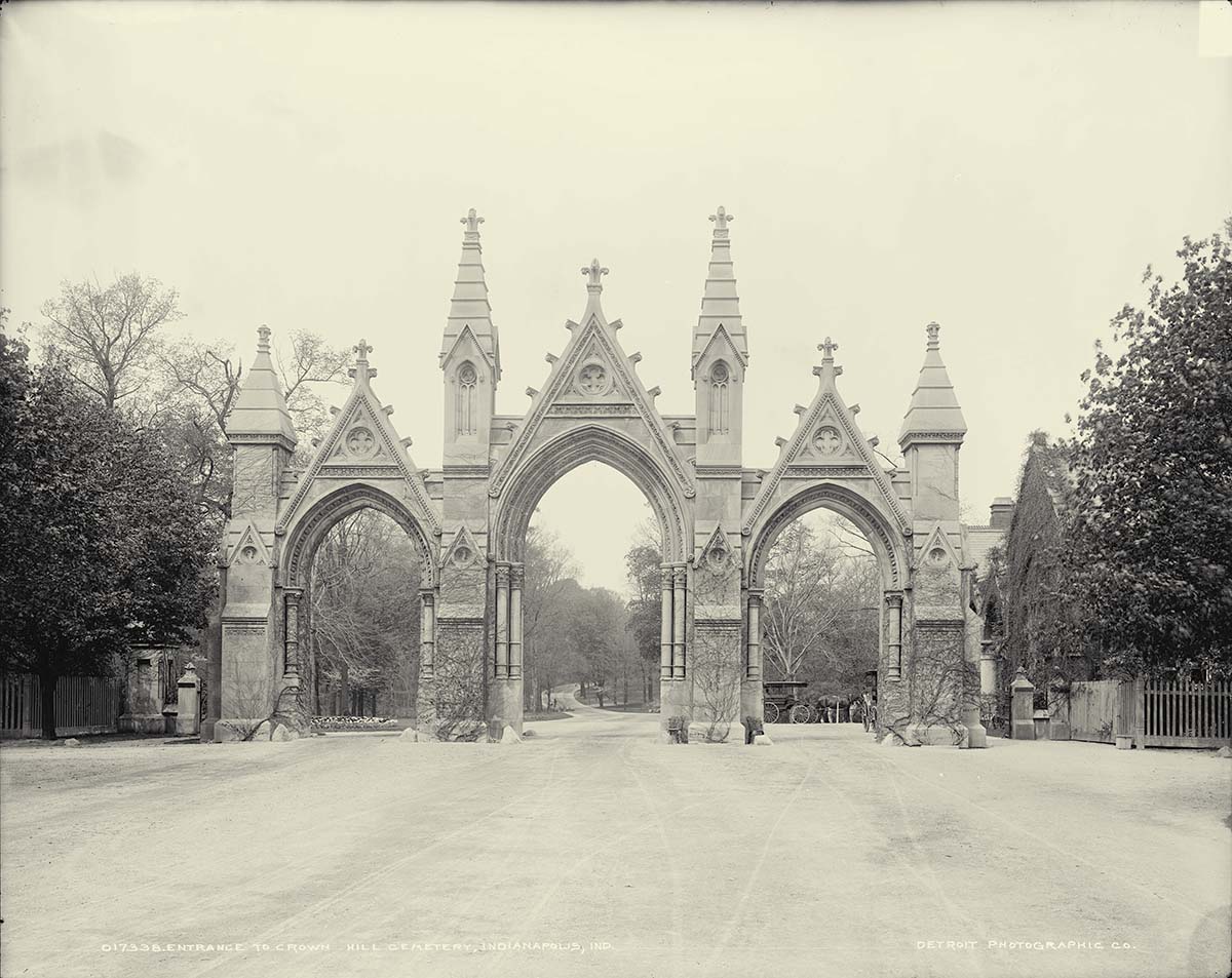 Indianapolis, Indiana. Entrance to Crown Hill Cemetery, 1906