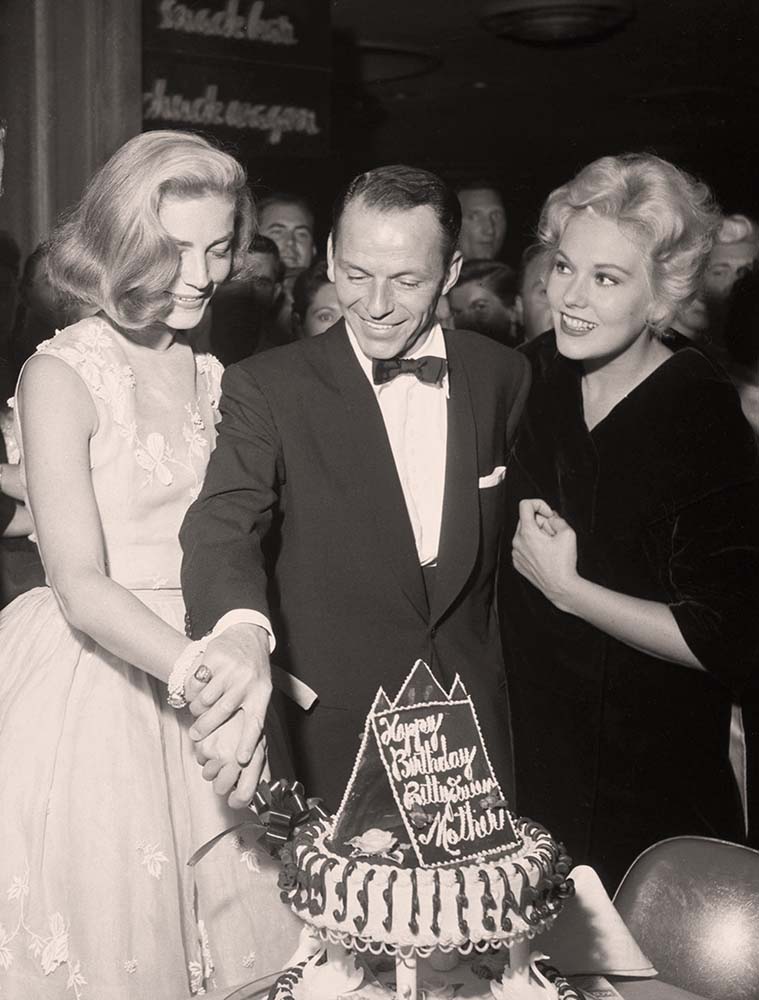 Las Vegas, Nevada. Lauren Bacall, Frank Sinatra and Kim Novak are seen at the Sands Hotel, 1956