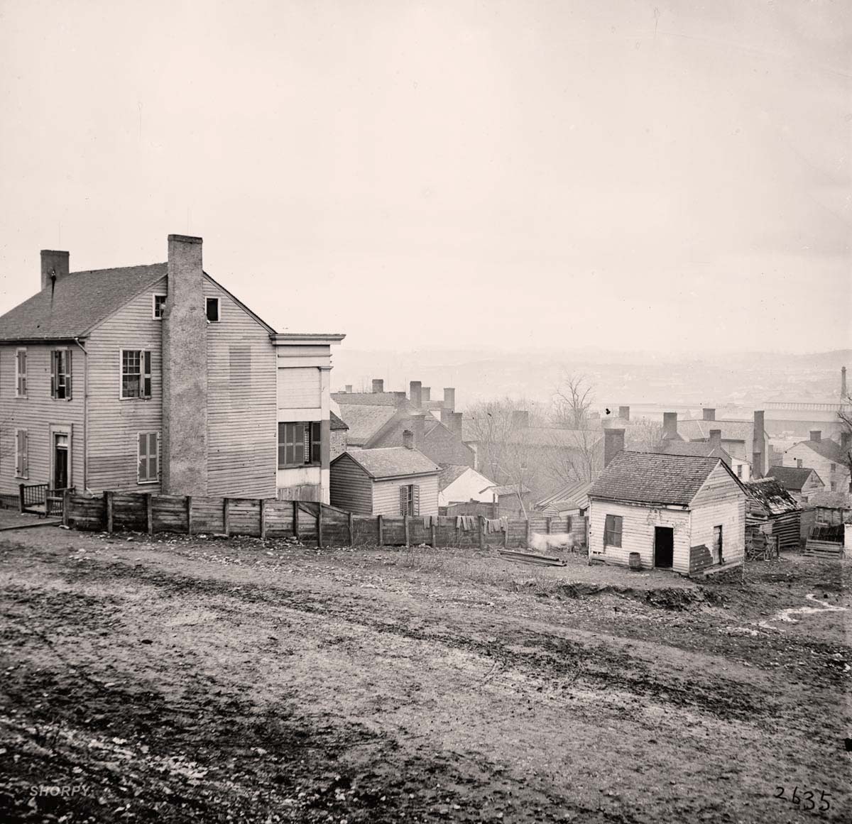 Nashville, Tennessee. View to residential buildings in first day of the fight, December 15, 1864