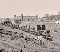 Nashville. Rail yard and depot with locomotives, 1864
