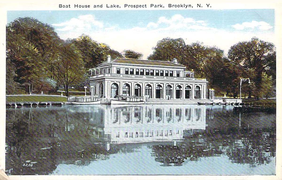 New York. Boat House and Lake, Prospect Park, Brooklyn