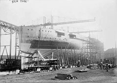 New York. The construction of the USS 'New York' at Navy Yard