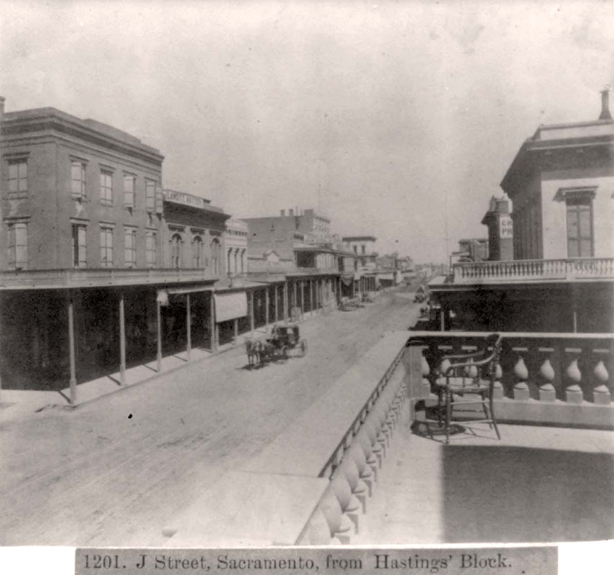 Sacramento, California. J Street, from Hastings' Block, 1866