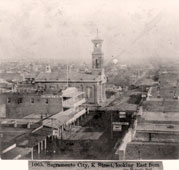 Sacramento. K Street, looking East from the Masonic Hall, 1866