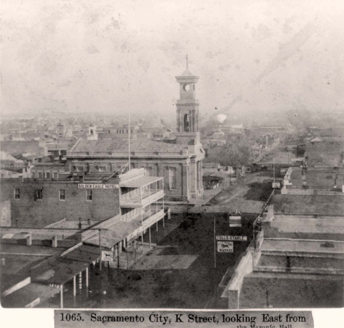 Sacramento, California. K Street, looking East from the Masonic Hall, 1866