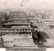 Sacramento. K Street, looking West from the Masonic Hall, 1866