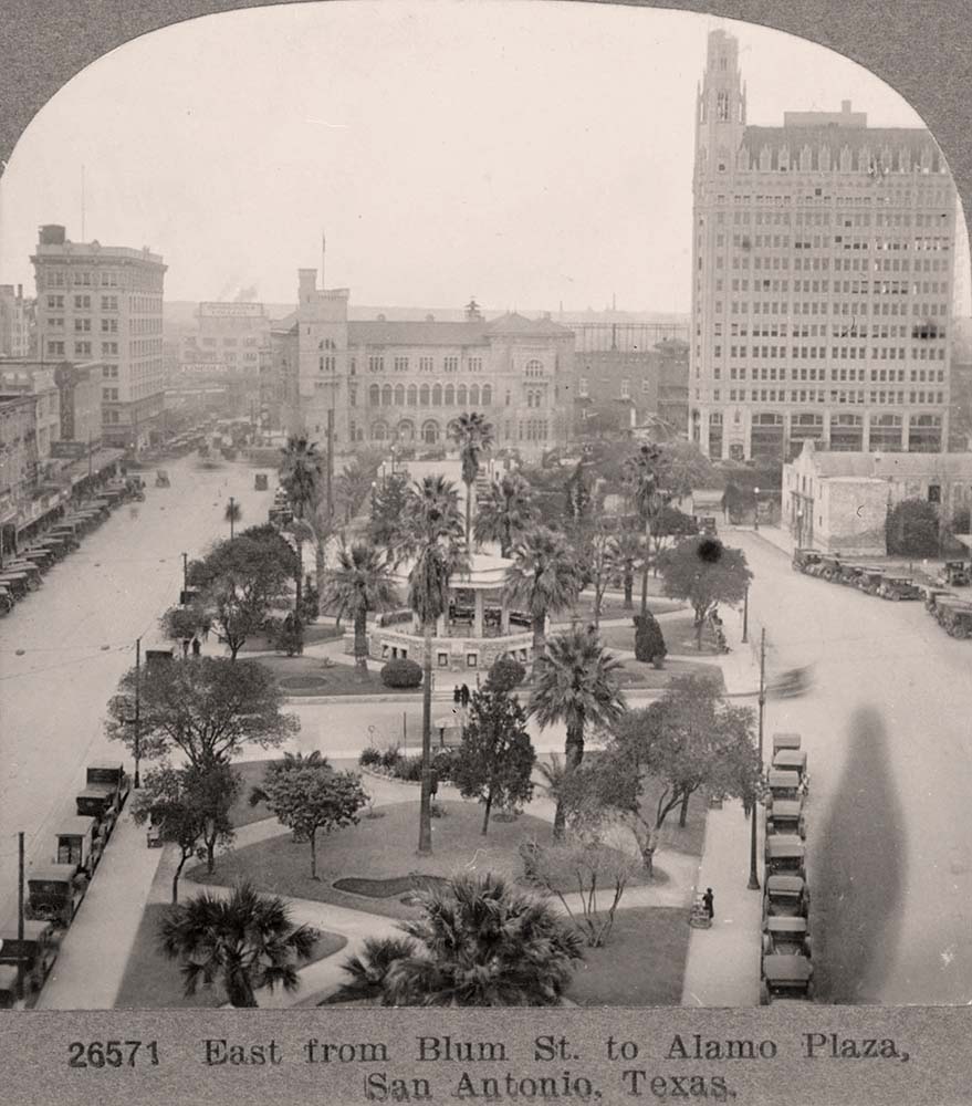 San Antonio, Texas. View of the Alamo Plaza, 1926