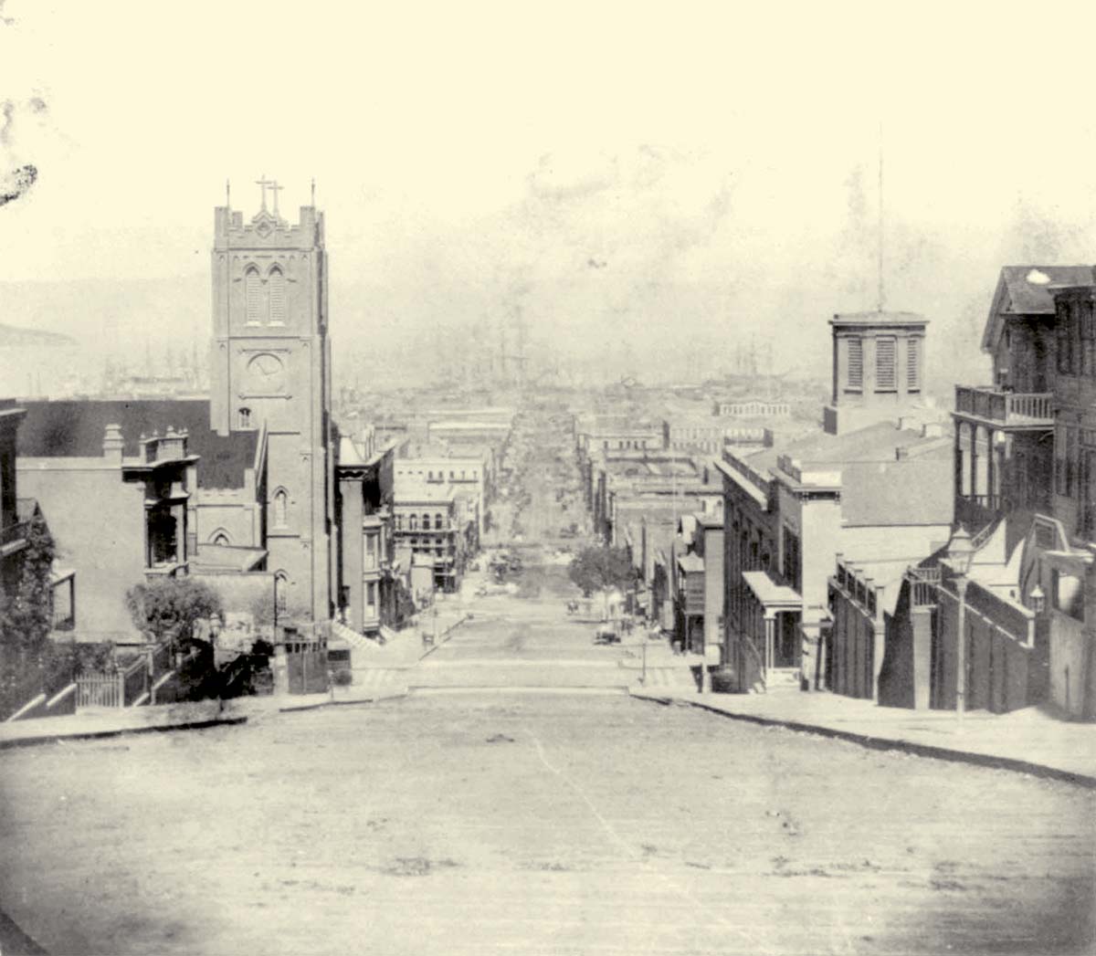 San Francisco, California. California Street from corner Stockton, looking East, 1866