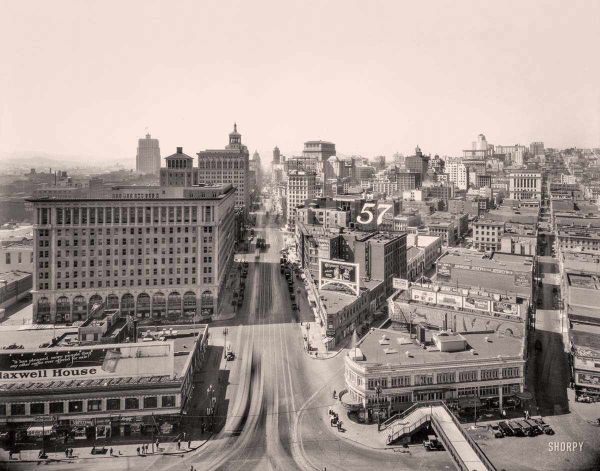 San Francisco, California. Market Street from Ferry Building, circa 1926