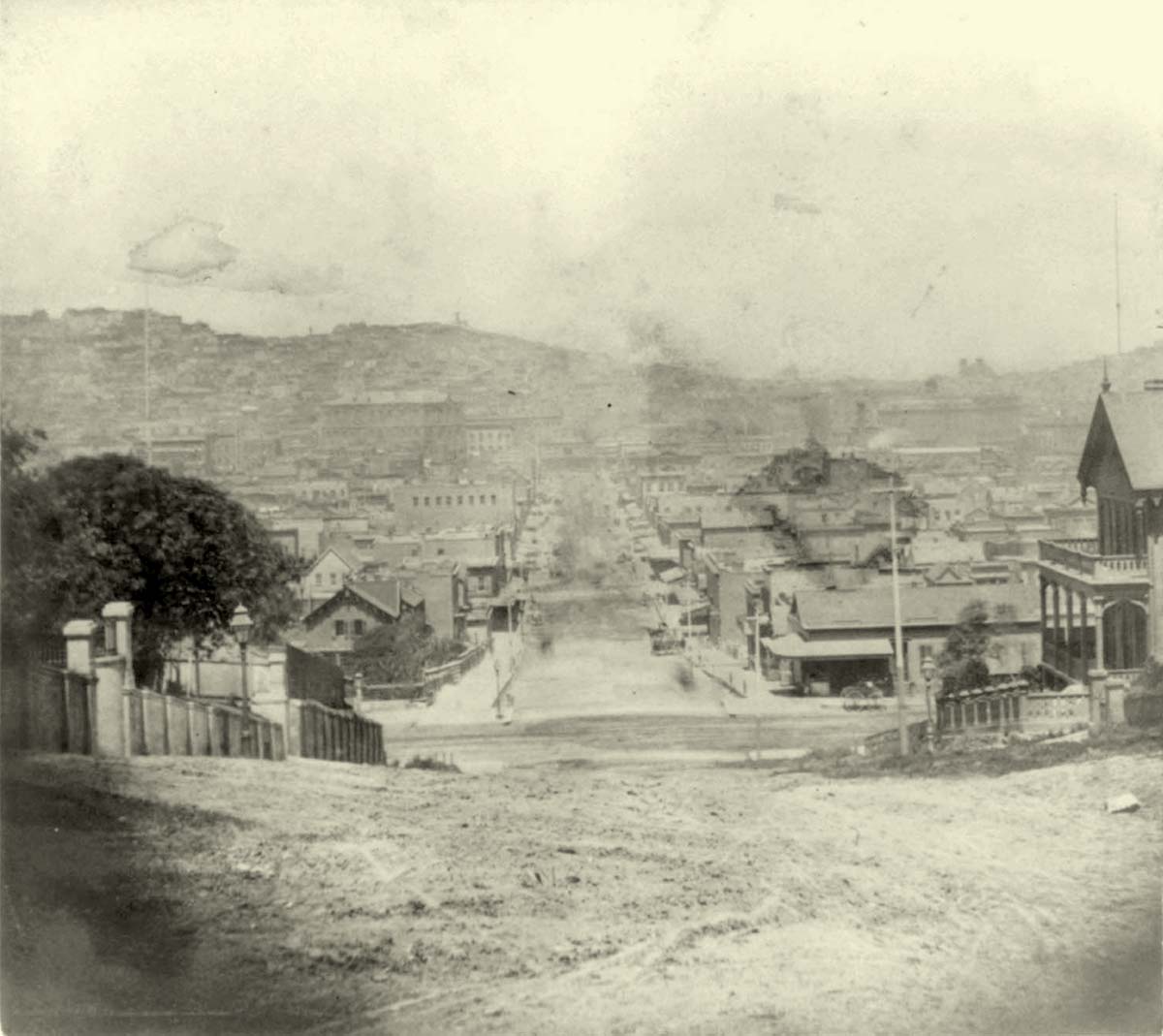 San Francisco, California. Second Street, from Rincon Hill, 1866