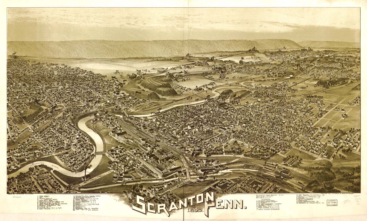 Scranton. Old map, 1890