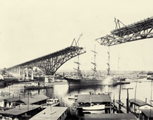 Seattle. A ship Monongahela, passing under Aurora Bridge, 1931