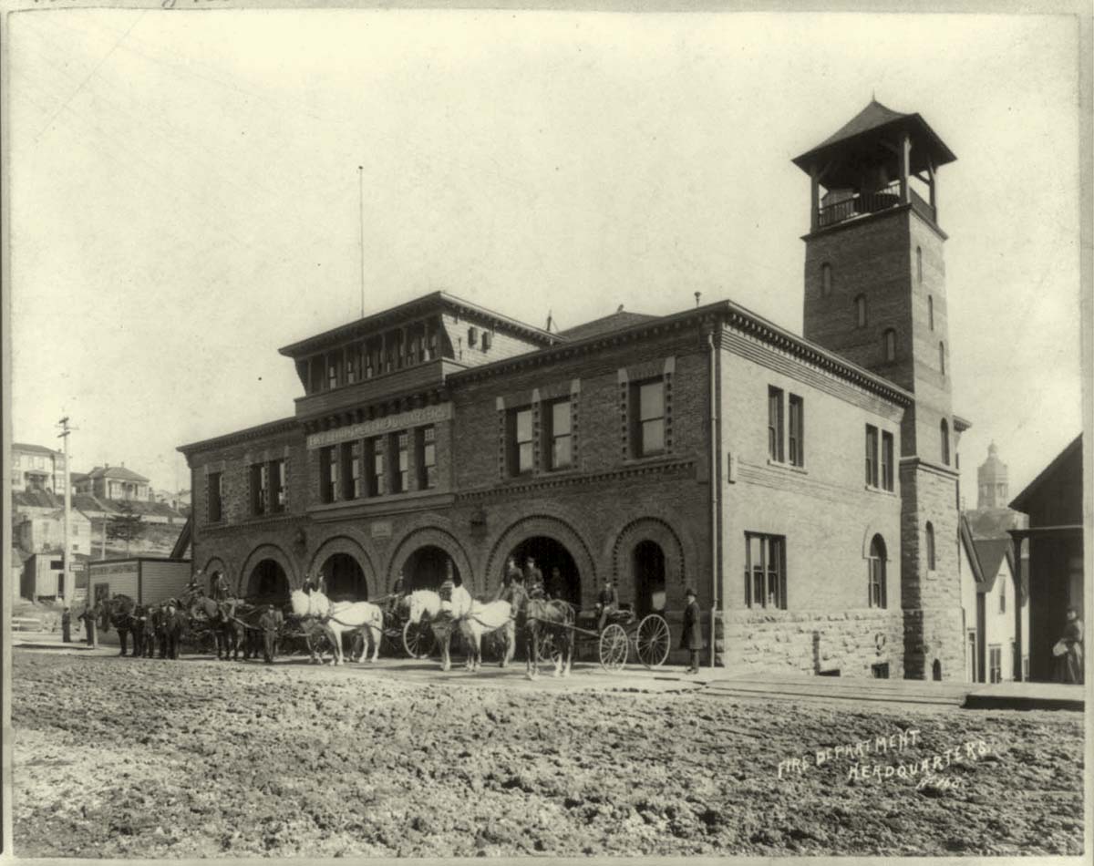 Seattle, Washington. Fire Department Headquarters, No. 168, circa 1890
