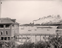 Toledo Yacht Club, view from Riverside Park on Maumee River, 1899