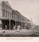 Topeka. Corner of Fifth and Kansas Avenue, Tower in the background is the Shawnee County Courthouse, circa 1875