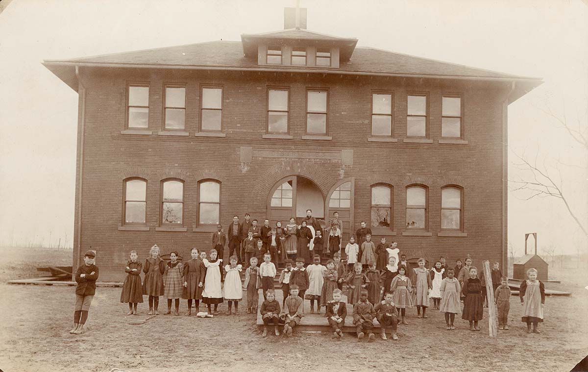Topeka, Kansas. Students in front of the old Gage School
