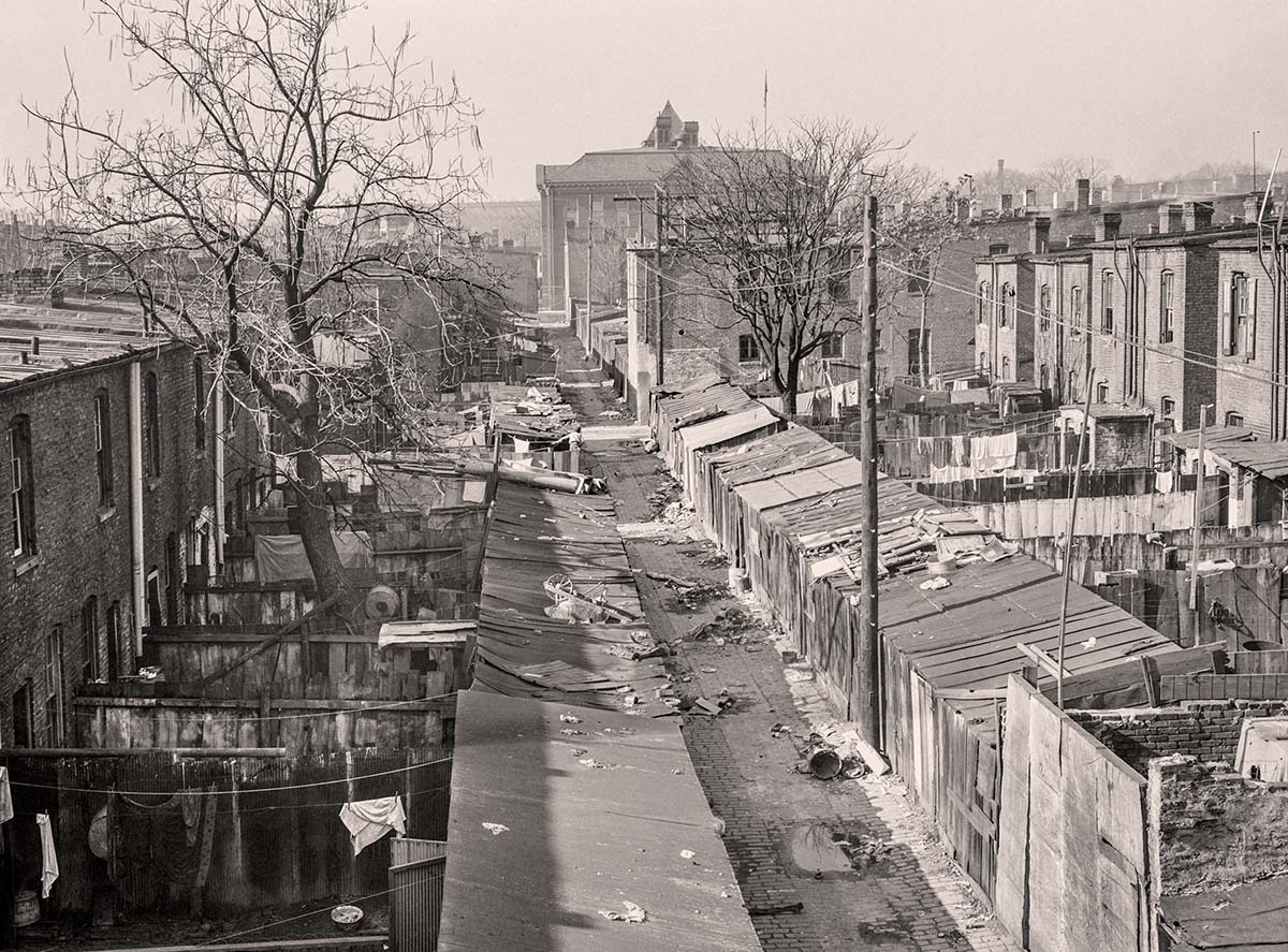 Washington, DC. Alley behind North Capitol Street, Blake School in background, 1935