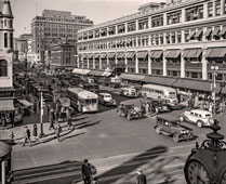 Washington. Capital Transit buses, F and 13th streets NW, Shopping District, 1935