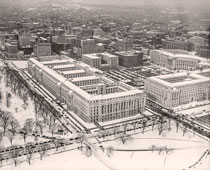 Washington. Federal Triangle in snow, 1934