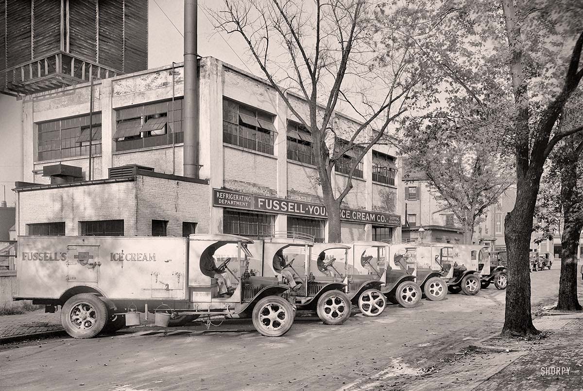Washington, DC. Fussell-Young Ice Cream Co trucks, 1928