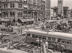 Washington. Work on streetcar tracks, Fourteenth and G Streets NW, 1941